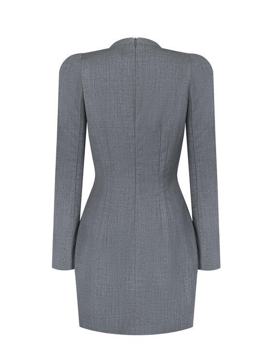 BENU BENU Sukienka codzienna Garniturowa Szary Slim Fit