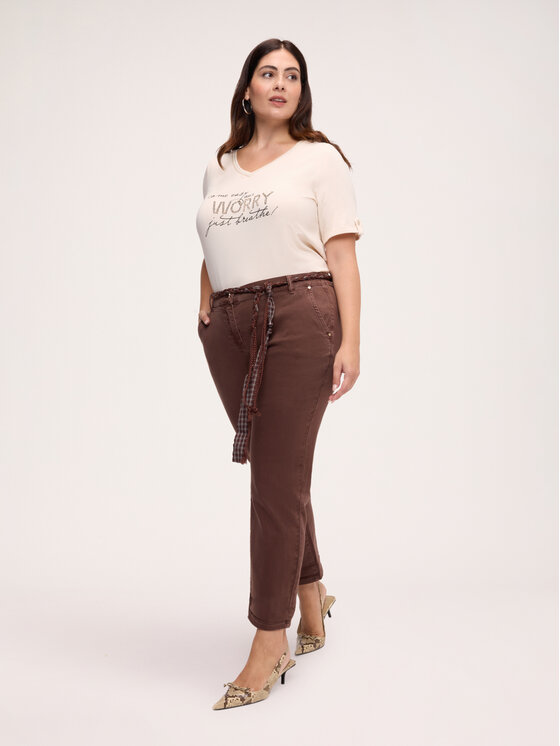 Fiorella Rubino Fiorella Rubino T-Shirt G00OL009618N011 Kremowy Regular Fit