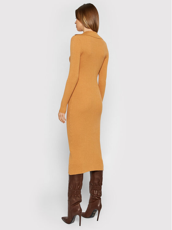 YAS YAS Трикотажна сукня Cilla 26026459 Бежевий Slim Fit