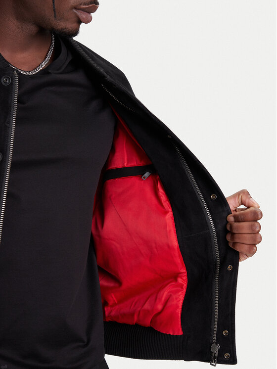 HUGO HUGO Kožená bunda Laxe 50541881 Čierna Regular Fit