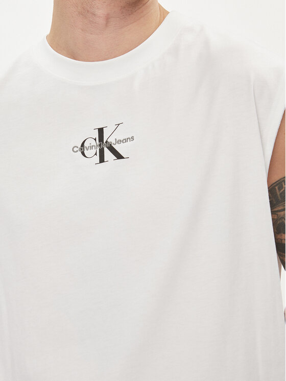 Calvin Klein Jeans Calvin Klein Jeans Smanicato Monologo J30J325211 Bianco Regular Fit