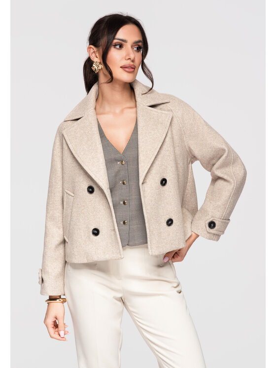 Ombre Ombre Kurtka przejściowa OW-JANP-0129 Beżowy Regular Fit