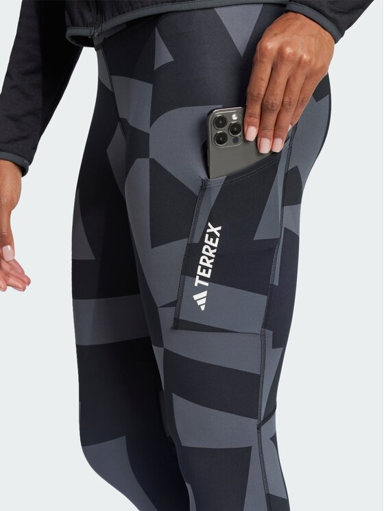 adidas adidas Legginsy Terrex Multi Tights Printed Szary Fitted Fit