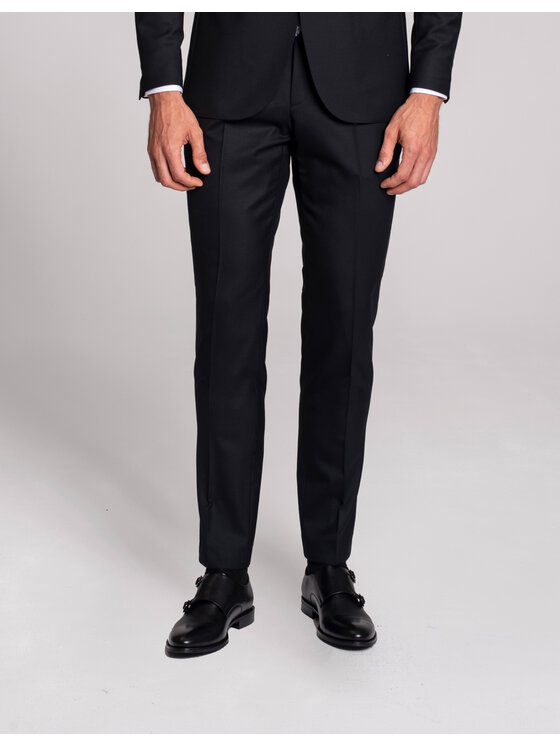 Borgio Borgio Spodnie garniturowe rosolini_02_g Granatowy Slim Fit