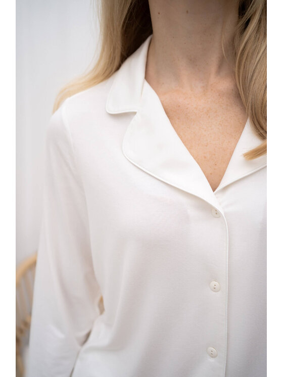 White pocket White pocket Piżama z wiskozy Écru Regular Fit