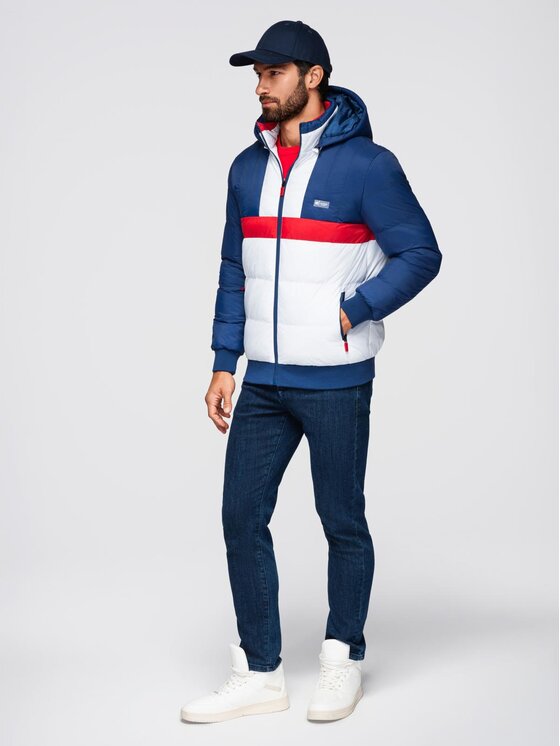 Ombre Ombre Kurtka przejściowa OM-JALP-0296 Granatowy Regular Fit