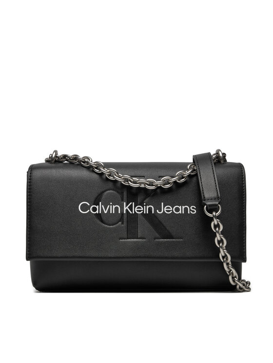 Geantă Calvin Klein Jeans Sculpted Ew Flat W/Chain25 Mono K60K612221 Negru