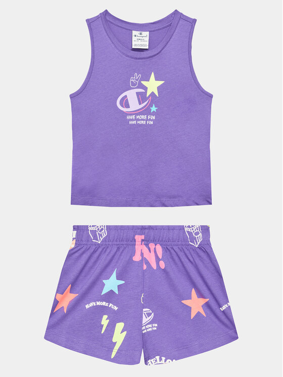 Champion Súprava Tričko a šortky 404680 Fialová Regular Fit