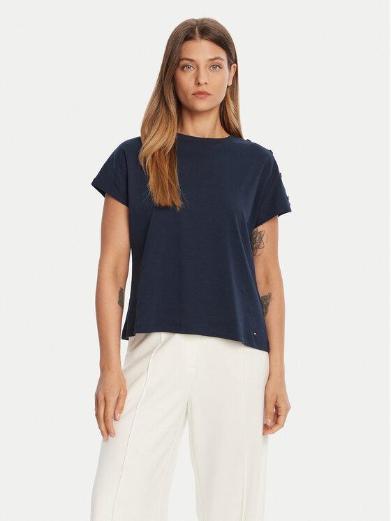 Tommy Hilfiger Tommy Hilfiger Póló Gold Button WW0WW47455 Sötétkék Regular Fit