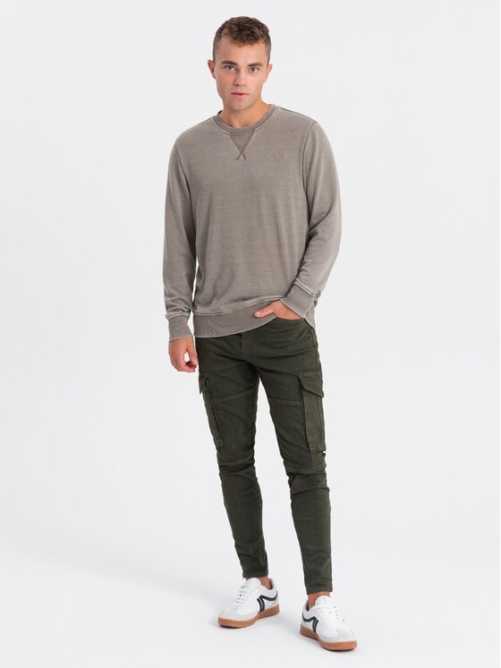 Ombre Ombre Mikina OM-SSDS-0131 Béžová Regular Fit