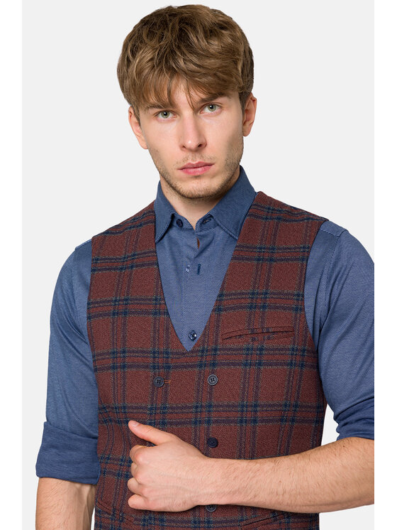 Lancerto Lancerto Kamizelka KA131223000014 Bordowy Slim Fit