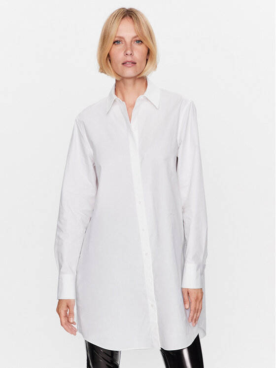 KARL LAGERFELD Риза Ikonik 2.0 230W1600 Бял Oversize