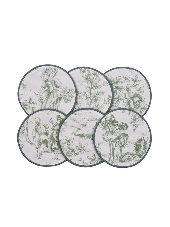 Roseberry Home Roseberry Home Podkładka na stół Mini Toile de Jouy Green & Stripes Zielony