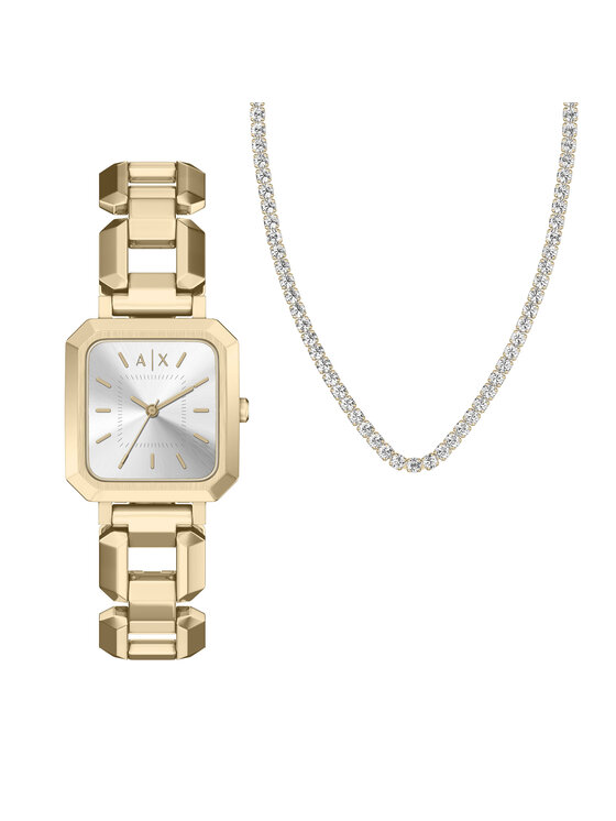 Armani Exchange Armani Exchange Súprava hodiniek a náhrdelníka Leila AX7186SET Zlatá