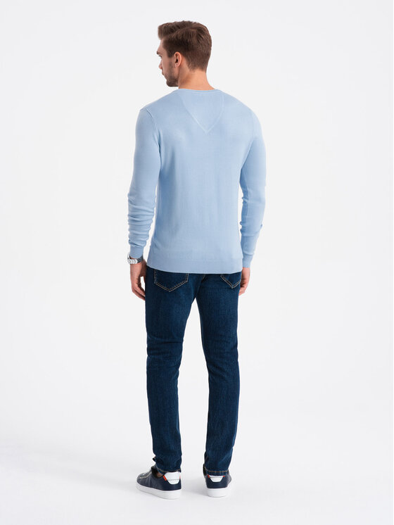 Ombre Ombre Sweter OM-SWBS-0107 Niebieski Regular Fit