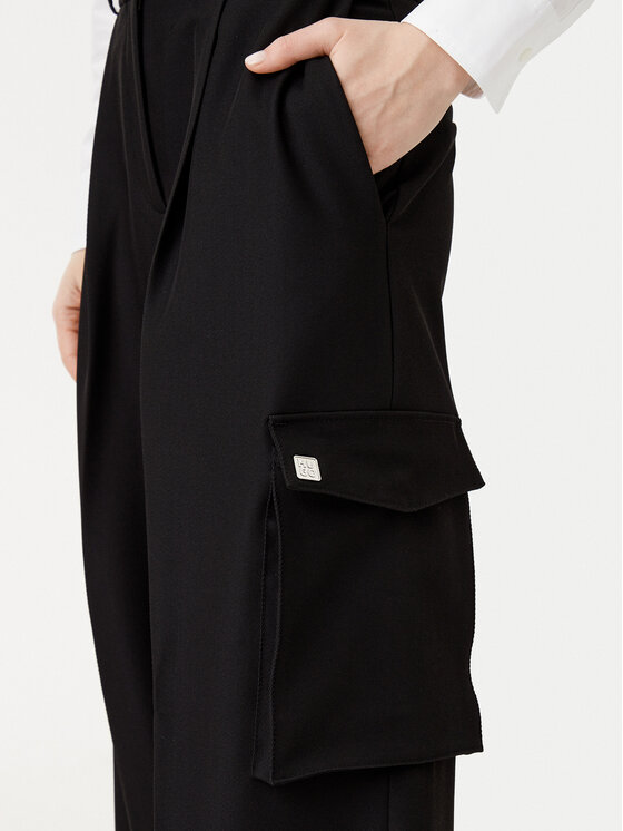 HUGO HUGO Auduma bikses Hubike 50530970 Melns Wide Leg