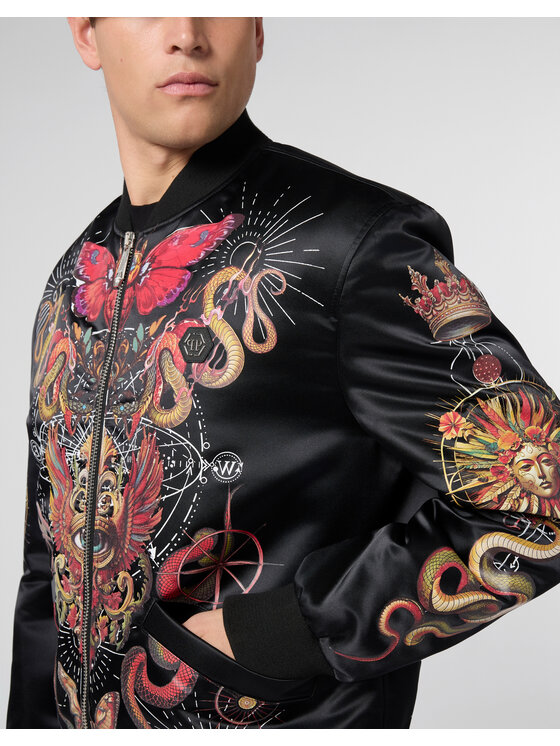PHILIPP PLEIN PHILIPP PLEIN Kurtka bomber 29811 Czarny Regular Fit