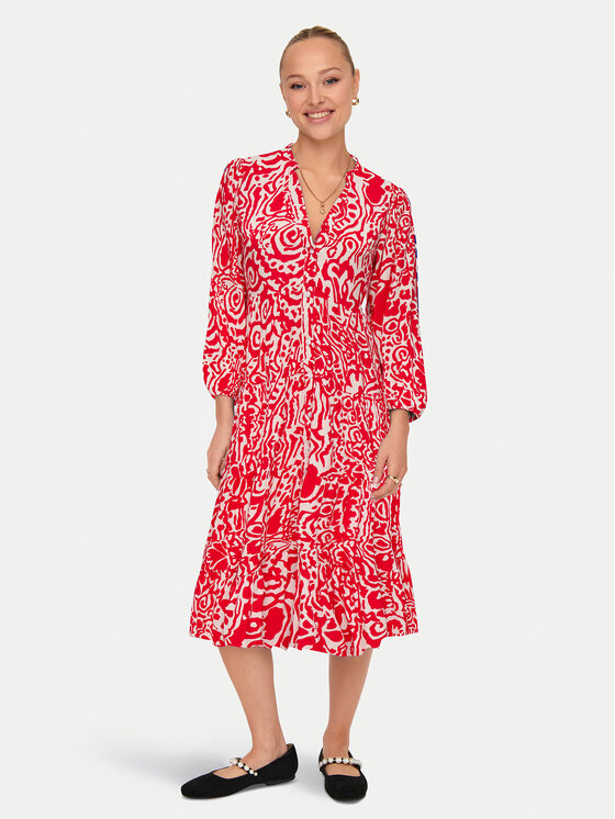 ONLY Košeľové šaty Milana 15308233 Červená Loose Fit
