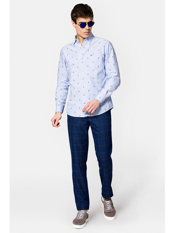 Lancerto Lancerto Spodnie materiałowe Elche SP073222000019 Granatowy Slim Fit