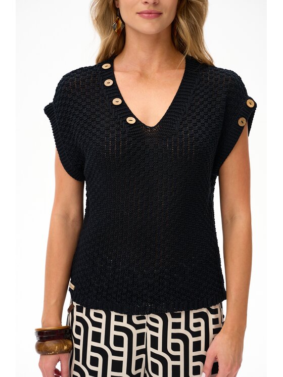blue shadow blue shadow Bluzka Lusi Czarny Regular Fit