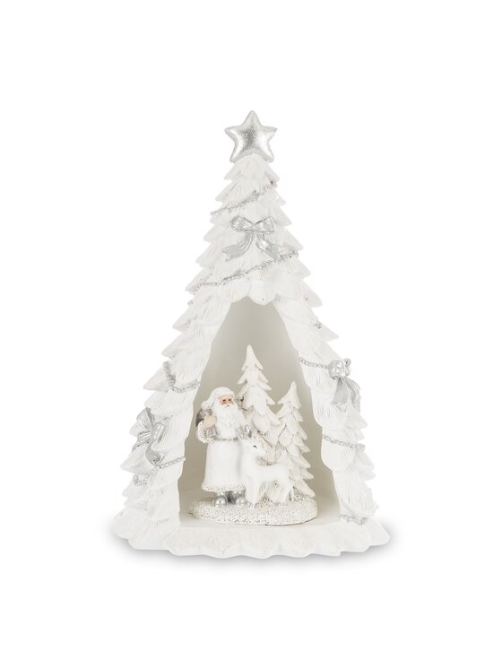 MIAhome MIAhome Figurka choinka LED z Mikołajem wewnątrz 25x16x14 cm Biały