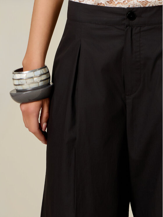 Oltre Oltre Spodnie materiałowe P023R008886N033 Czarny Baggy Fit
