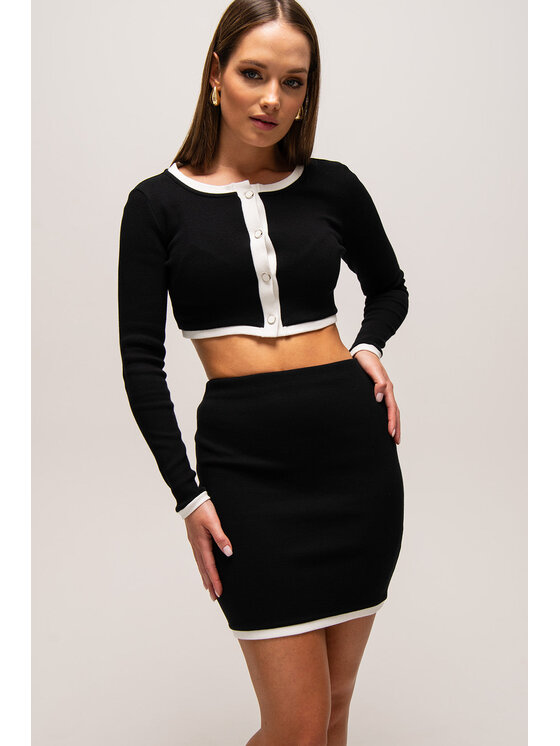 Nudyess Nudyess Minigonna Oreo z prążka Nero Fitted Fit