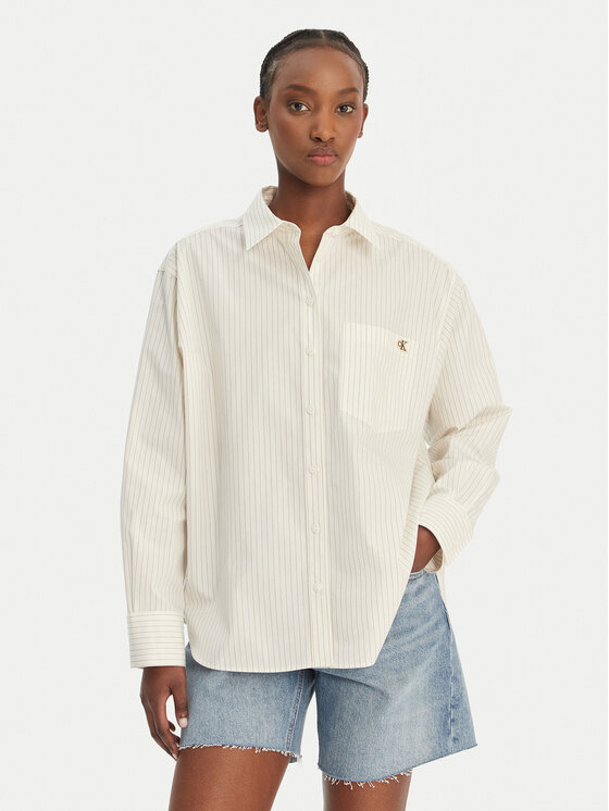 Calvin Klein Jeans Cămașă LV047F103G Bej Relaxed Fit