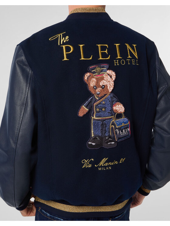 PHILIPP PLEIN PHILIPP PLEIN Kurtka skórzana 26987 Granatowy Regular Fit