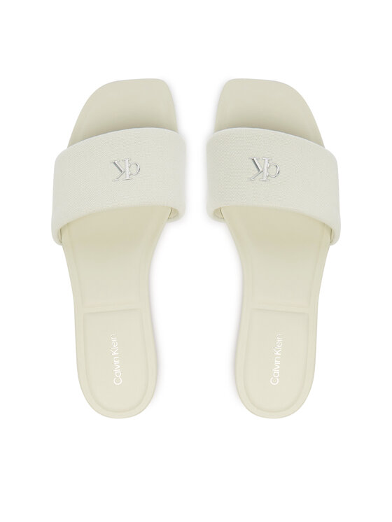 Calvin Klein Calvin Klein Iešļūcenes Square Flat Sndl Canvas Hw HW0HW03129 Balts