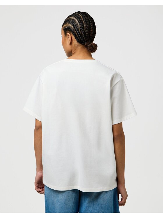 Wrangler Wrangler T-Shirt GIRLFRIEND TEE Biały Relaxed Fit