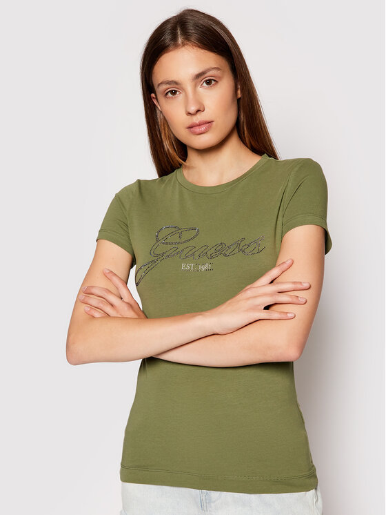 T-shirt Selina W1YI85 J1311 Verde Slim Fit