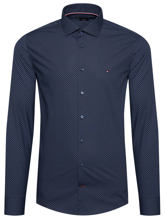 Tommy Hilfiger Tailored Tommy Hilfiger Tailored Koszula Dot Print MW0MW16505 Granatowy Slim Fit