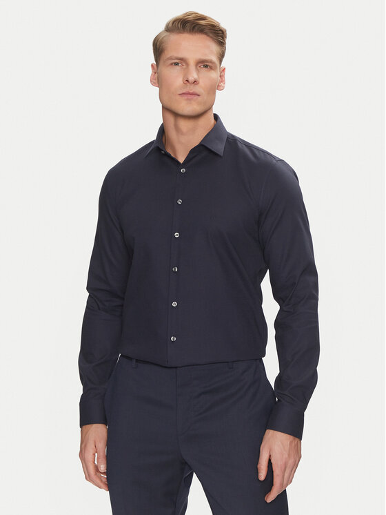 Calvin Klein Košulja Non Iron Tonal Strct Slim Shirt K10K113848 Tamnoplava Regular Fit