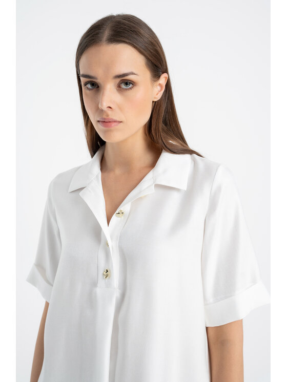 CLICK CLICK Πουκάμισο 10-6850 Λευκό Loose Fit