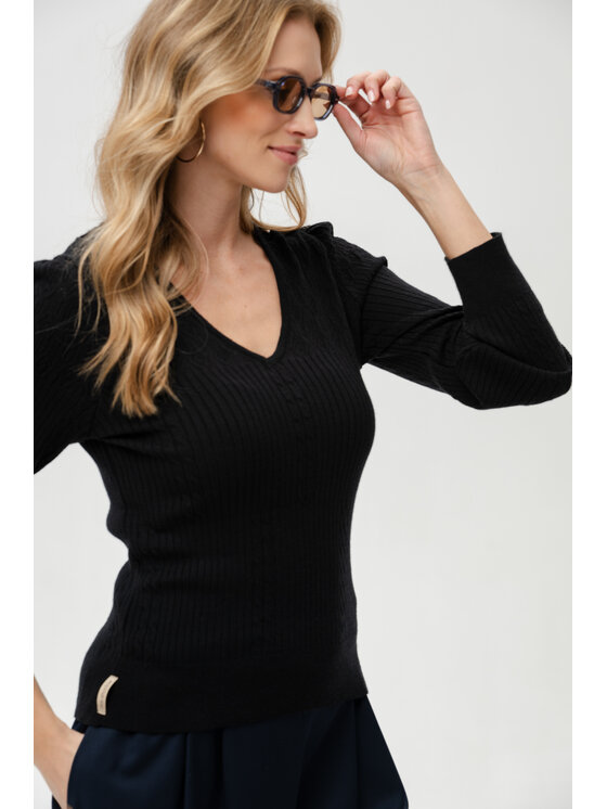 blue shadow blue shadow Sweter Xava Czarny Regular Fit