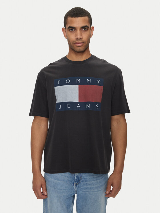 Tommy Jeans Tommy Jeans T-shirt Big Flag DM0DM18547 Crna Oversize