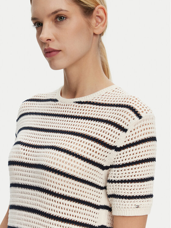 Tommy Hilfiger Tommy Hilfiger Nyári ruha Pointelle WW0WW44489 Bézs Slim Fit