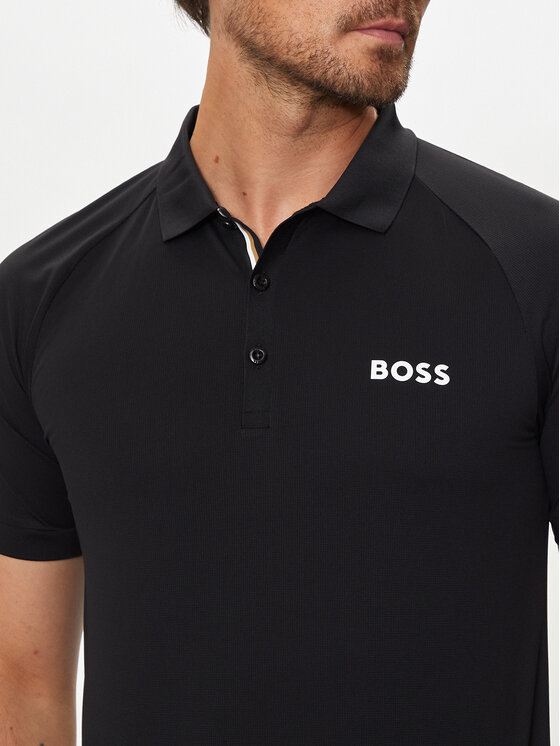BOSS Boss Тениска с яка и копчета Patteo MB 15 50519853 Черен Slim Fit