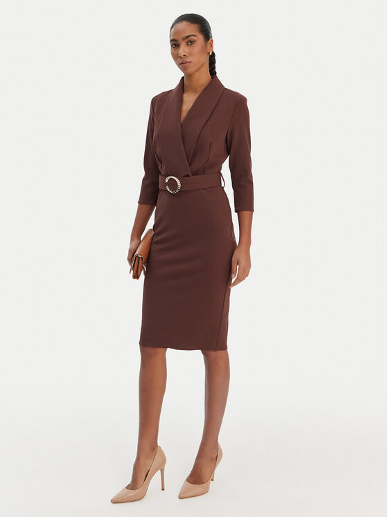 Rinascimento Rinascimento Cocktail obleka CFC0126777003 Rjava Slim Fit