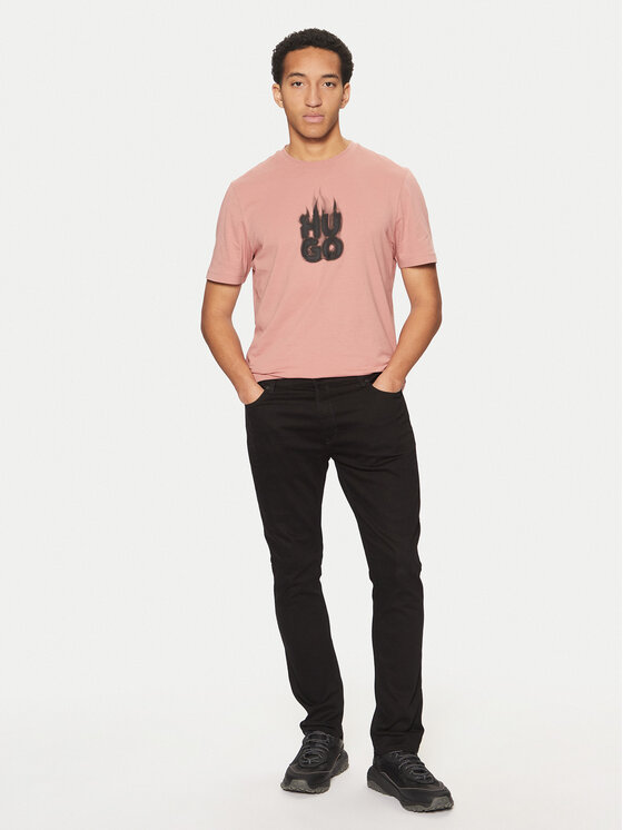 HUGO T-Shirt Dalayer 50535363 Różowy Regular Fit | Modivo.pl