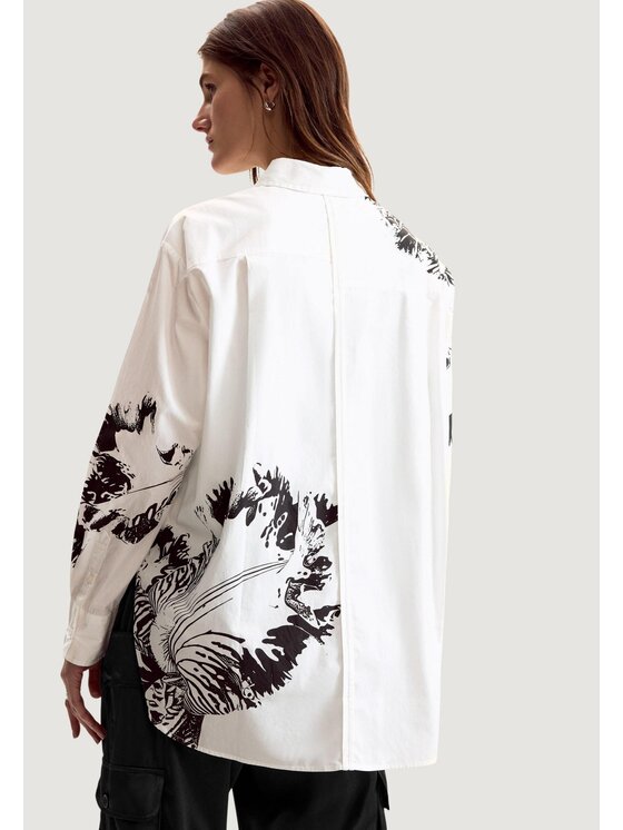 Desigual Desigual Camicia Orchid Lacroix 26SWCW29 Bianco Oversize