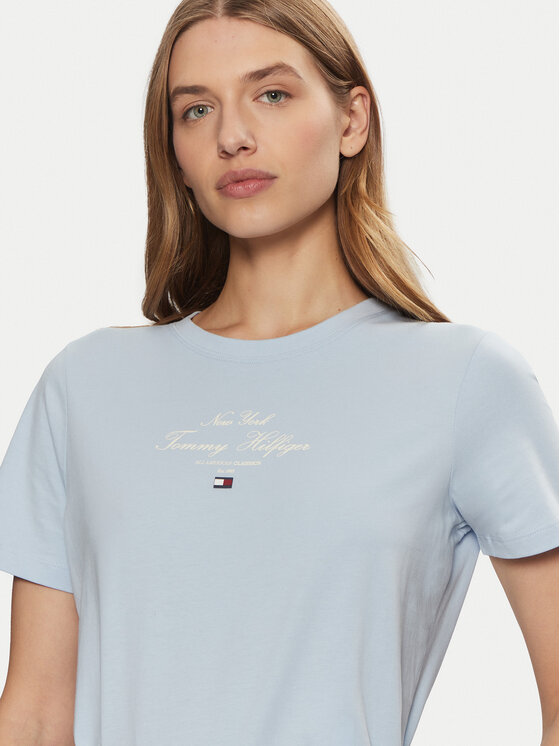 Tommy Hilfiger Tommy Hilfiger T-Shirt WW0WW43895 Světle modrá Regular Fit
