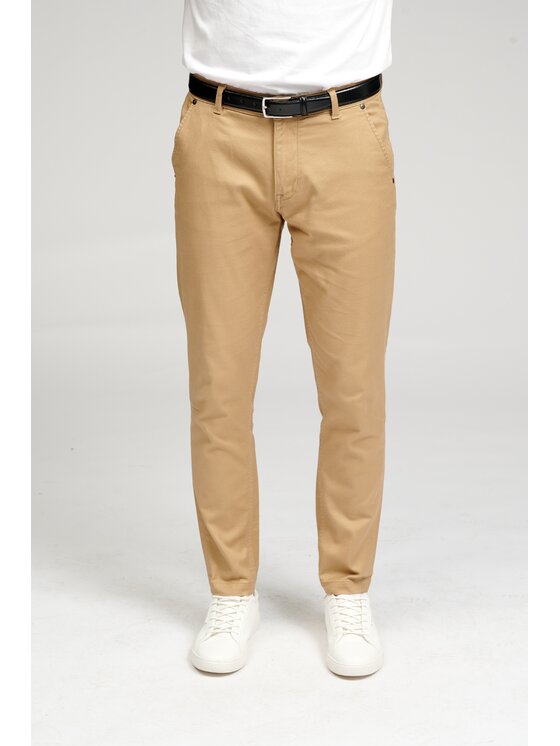 TeeShoppen TeeShoppen Chinosy 'Perform Collection' Beżowy Slim Fit