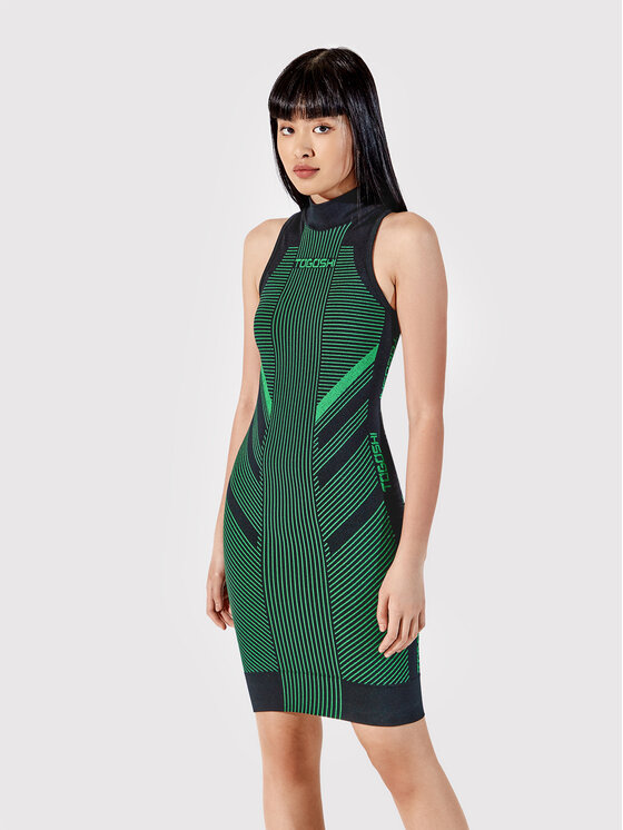 Togoshi Kasdieninė suknelė TG22-SUD011 Žalia Extra Slim Fit