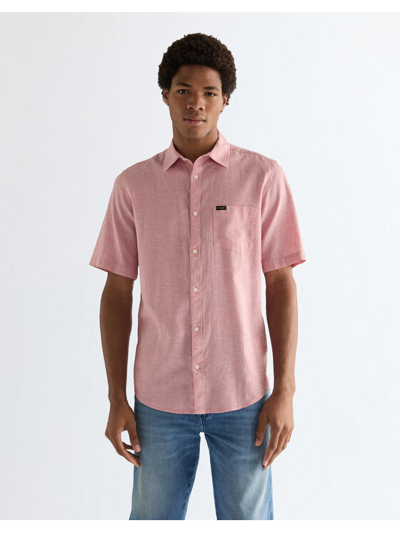 Wrangler Wrangler Koszula SS 1 PKT SHIRT Różowy Regular Fit
