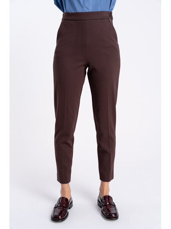 CLICK CLICK Kalhoty z materiálu 30-455 Hnědá Regular Fit