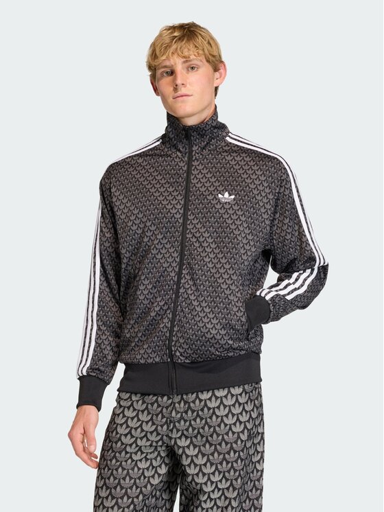 adidas adidas Bluza FIREBIRD LOOSE MONOGRAM Czarny Loose Fit