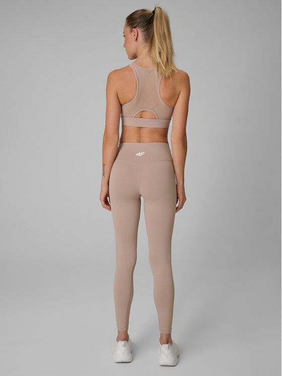 4F 4F Legginsy BASIC+ Beżowy Slim Fit