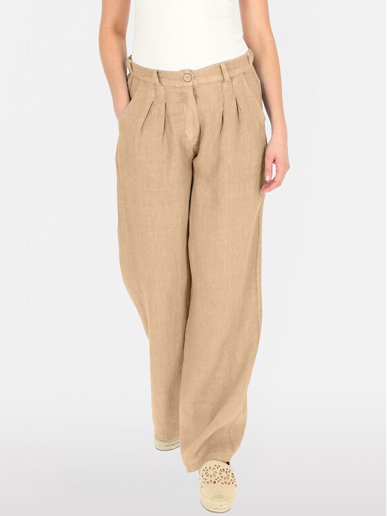 Perso Perso Spodnie damskie PTE255039F Brązowy Regular Fit